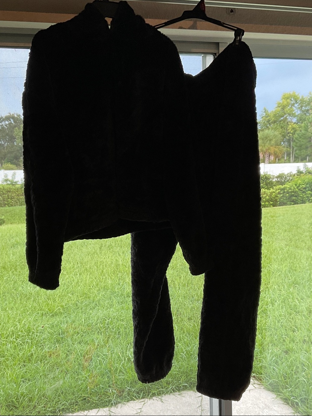 No Boundaries Black Faux Fur Track Pants & Jacket Set